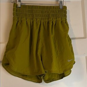 Nike Dri Fit Olive Athletic Running Shorts with Elastic Waist medium